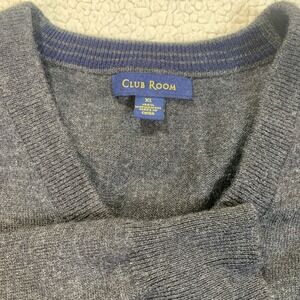Club Room‎ Mens XL Charcoal Gray 100% Merino Wool V Neck Sweater